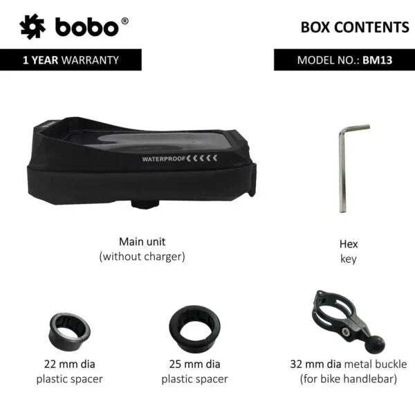 BOBO BM13 Waterproof Zip Box Bike Phone Holder – Secure & Weatherproof