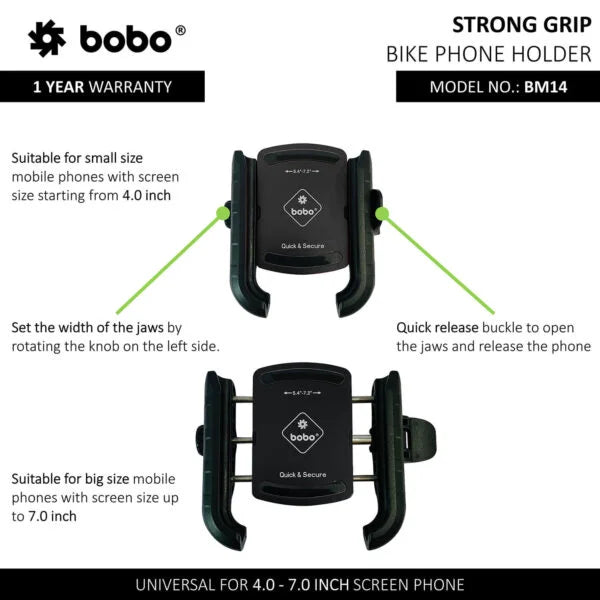 BOBO BM14 Quick Release Bike Phone Holder – Secure & Easy Mounting