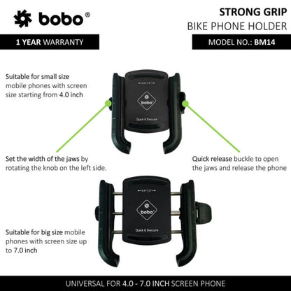 BOBO BM14 Quick Release Bike Phone Holder – Secure & Easy Mounting