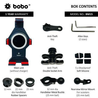 BOBO BM15 Heavy-Duty Anti-Vibration Bike Phone Holder – Metallic Build