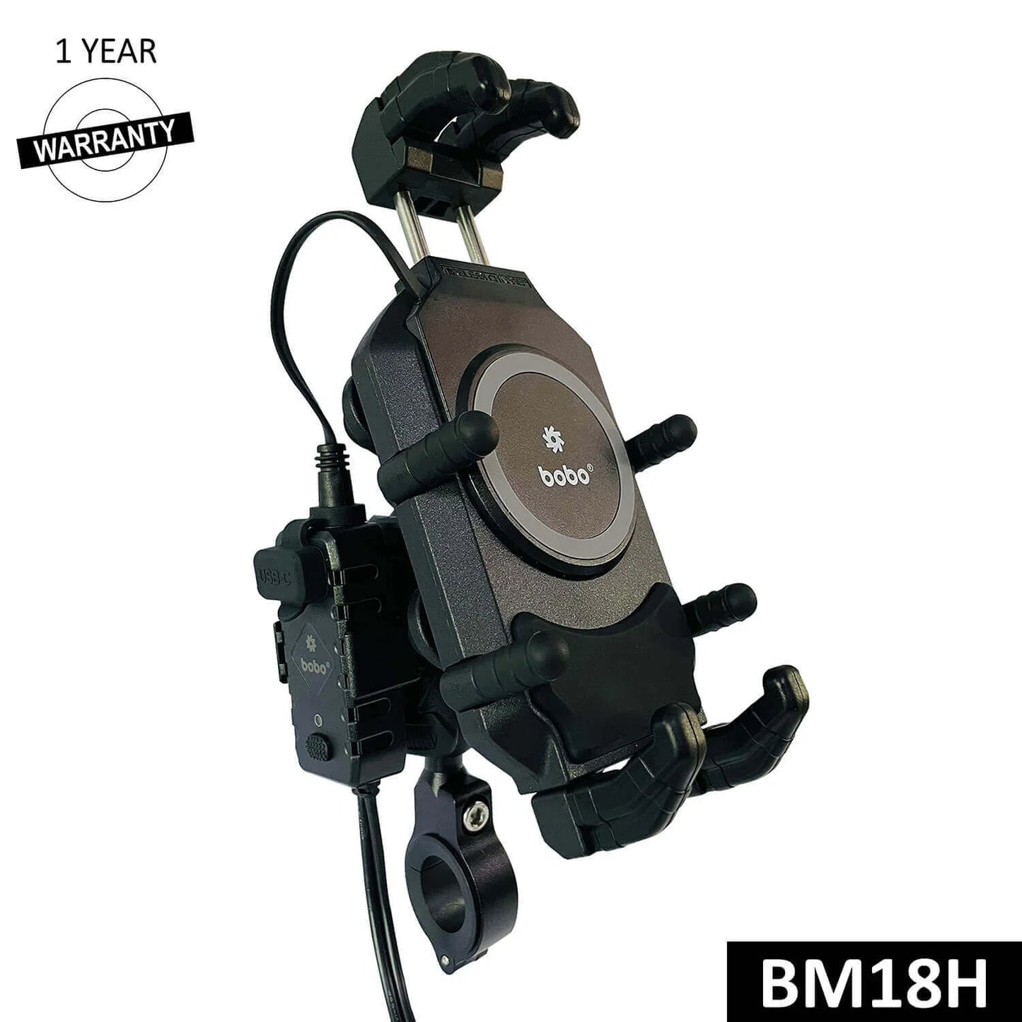 BOBO BM18 Bike Phone Holder with Anti-Vibration & 15W Wireless Charging