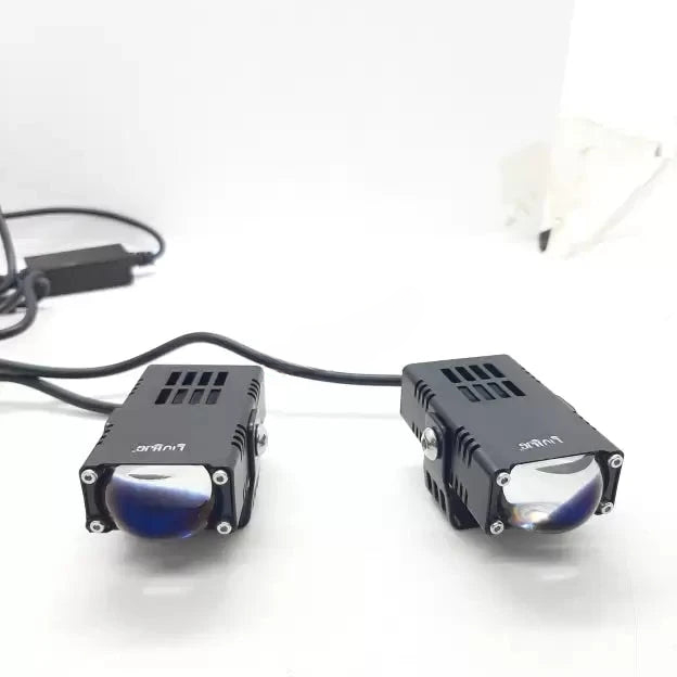 Dual Colour Fog Light Mini Drive Yellow White & Red Devil Eye Slim Drive Light Version 4 With Red Devil Eye And Wiring With Canbus Universal For All Cars and Motorcycles (2Pcs) HJG(Biscuit Light)