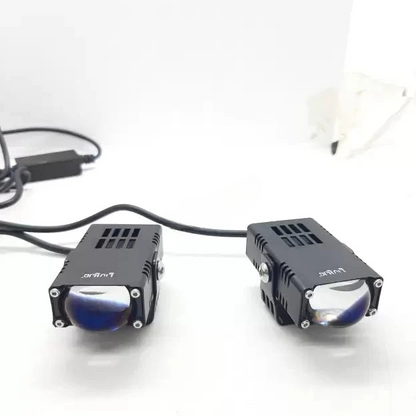 Dual Colour Fog Light Mini Drive Yellow White & Red Devil Eye Slim Drive Light Version 4 With Red Devil Eye And Wiring With Canbus Universal For All Cars and Motorcycles (2Pcs) HJG(Biscuit Light)