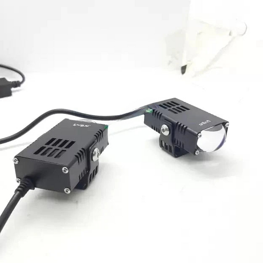 Dual Colour Fog Light Mini Drive Yellow White & Red Devil Eye Slim Drive Light Version 4 With Red Devil Eye And Wiring With Canbus Universal For All Cars and Motorcycles (2Pcs) HJG(Biscuit Light)