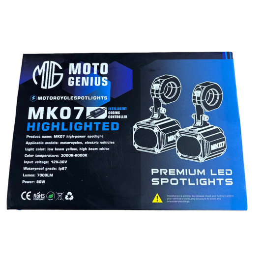 Moto Genius MK-07 80W Fog Light with Harness for Motorcycles