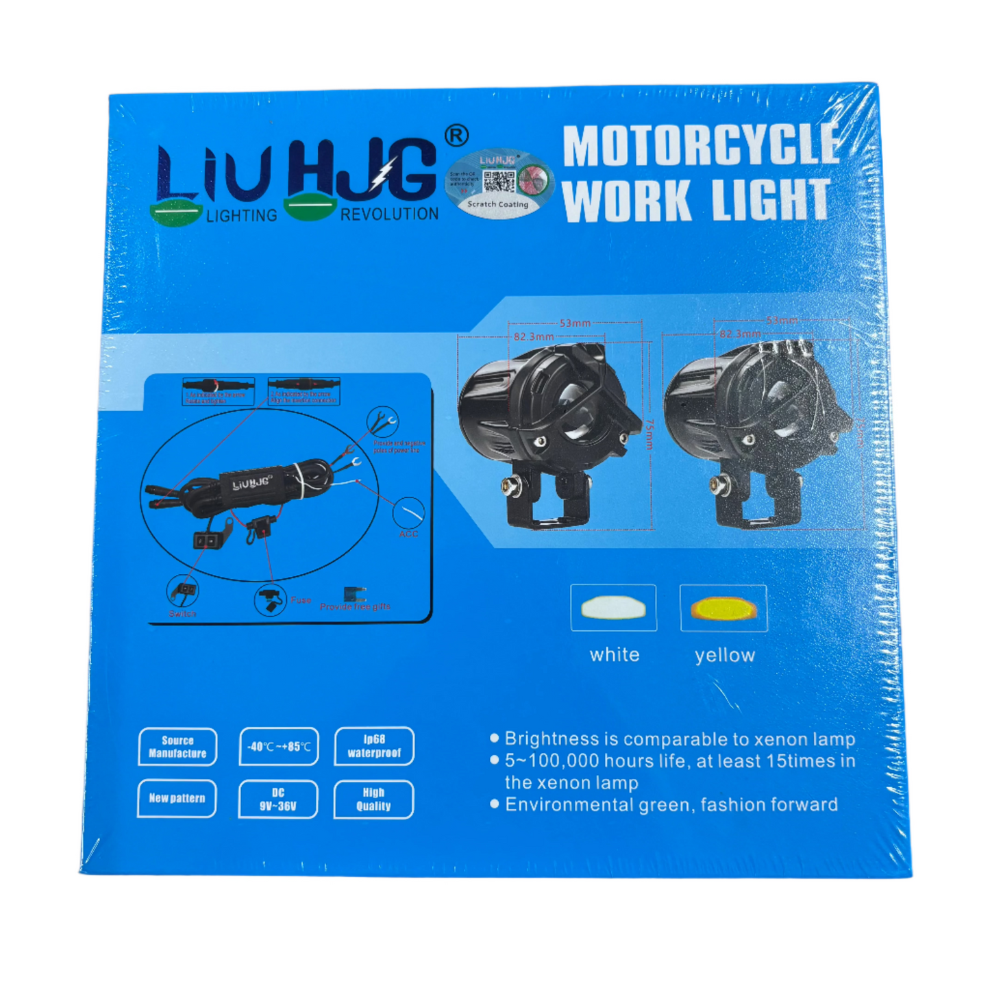 LIU HJG Original 80W Mini Mercedes Y Lens Ultra Wide LED Fog Lights – Dual Color White/Yellow, Pair with Optional Harness, Switch and Flasher