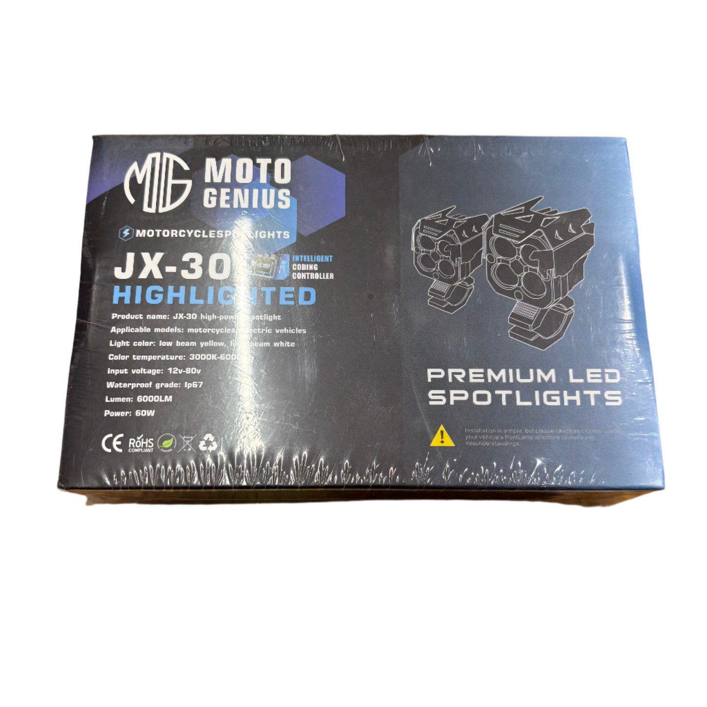 Moto Genius JX-30 60W 4-Lens Fog Light for Motorcycles