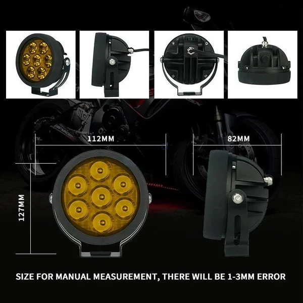 7 led 70 watt fog light with Dual color (White/Yellow) for all Motorcycles -Pair
