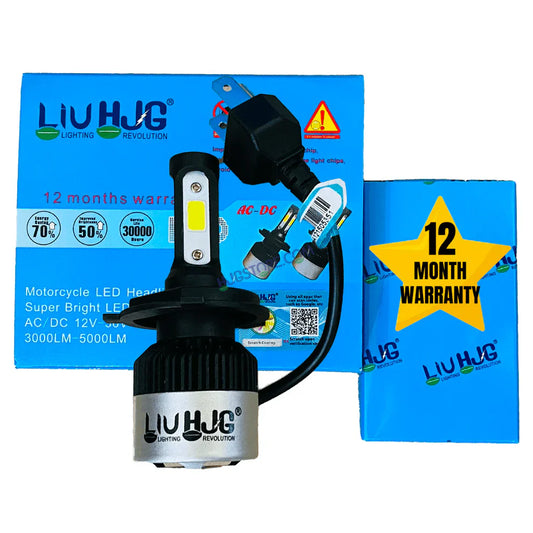 HJG Original Nighteye LED Single Pc Bike Headlight Bulb with H-4 Fitting COB Chips 5000K White, bike (Pack of 1)