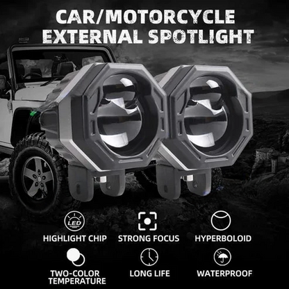 LIUHJG HJG HJG 125 Original Fog Light Hexagon HJG 125 Dual Lens 120W Foglight New Model with Power Adaptor Foglight Ultra Wide Dual Intensity LED Driving Fog Lights White/Yellow (2*60W = 120W Total) Universal For All Cars & Bikes