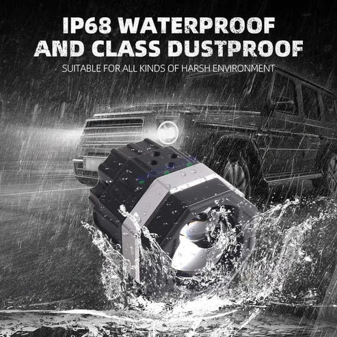 LIUHJG HJG HJG 125 Original Fog Light Hexagon HJG 125 Dual Lens 120W Foglight New Model with Power Adaptor Foglight Ultra Wide Dual Intensity LED Driving Fog Lights White/Yellow (2*60W = 120W Total) Universal For All Cars & Bikes