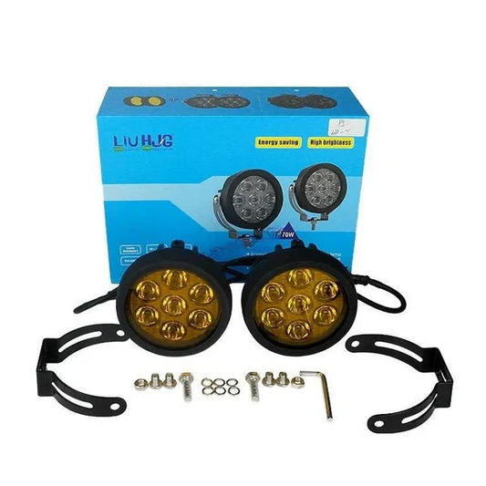 7 led 70 watt fog light with Dual color (White/Yellow) for all Motorcycles -Pair