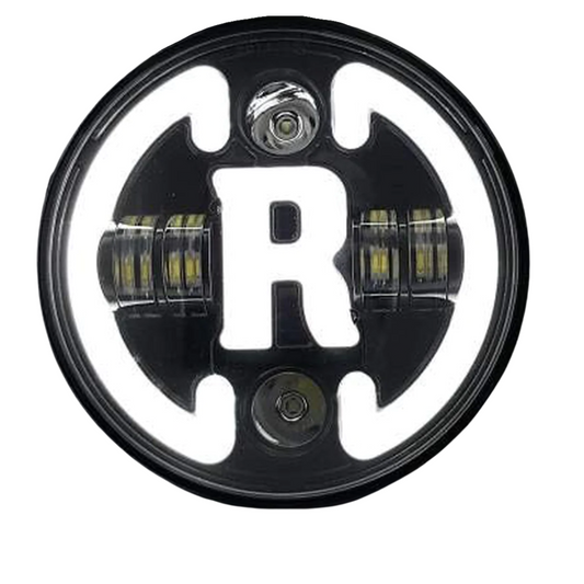 7" Inch R Logo 4 Projector Cut DRL LED Headlight for All Royal Enfield Models