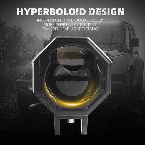 LIUHJG HJG HJG 125 Original Fog Light Hexagon HJG 125 Dual Lens 120W Foglight New Model with Power Adaptor Foglight Ultra Wide Dual Intensity LED Driving Fog Lights White/Yellow (2*60W = 120W Total) Universal For All Cars & Bikes