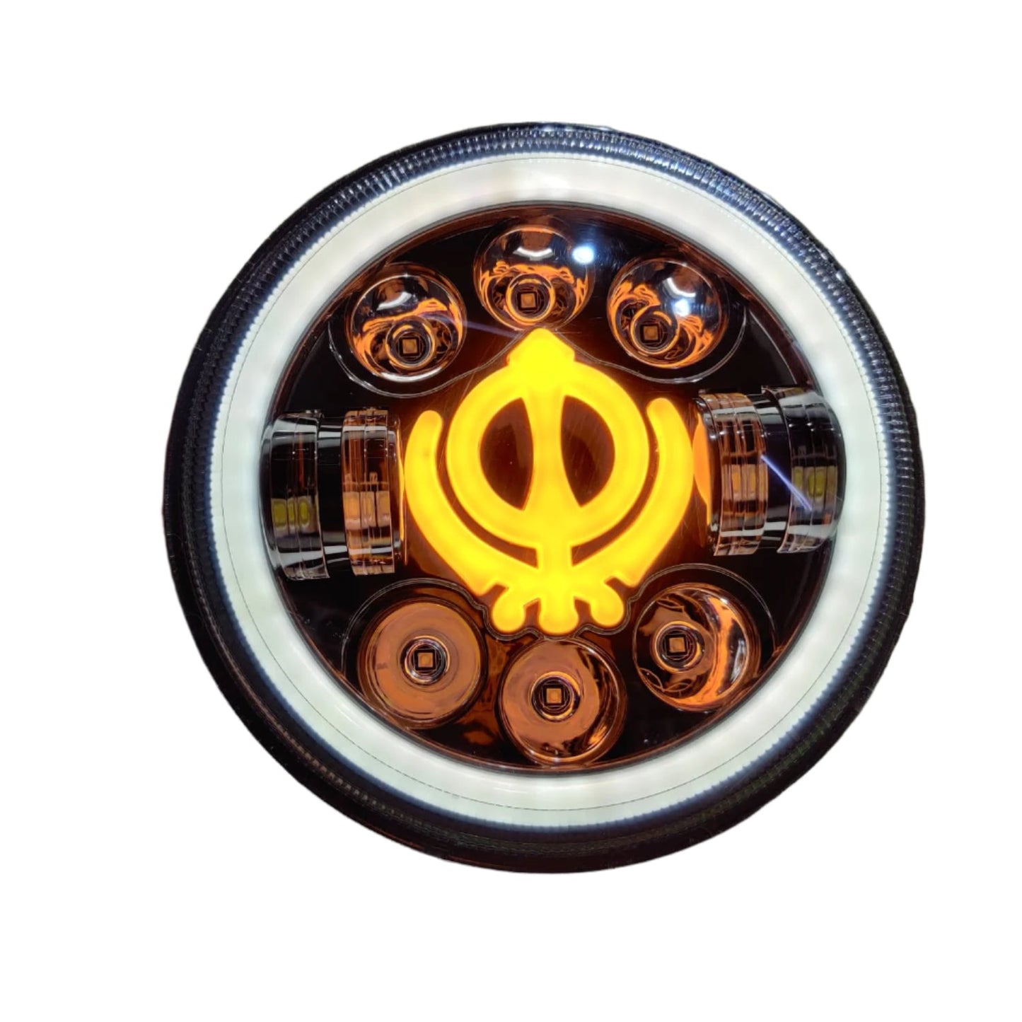7" Inch Sikh Design/Khanda 90 watt LED Headlight for All ROYAL ENFIELD Models