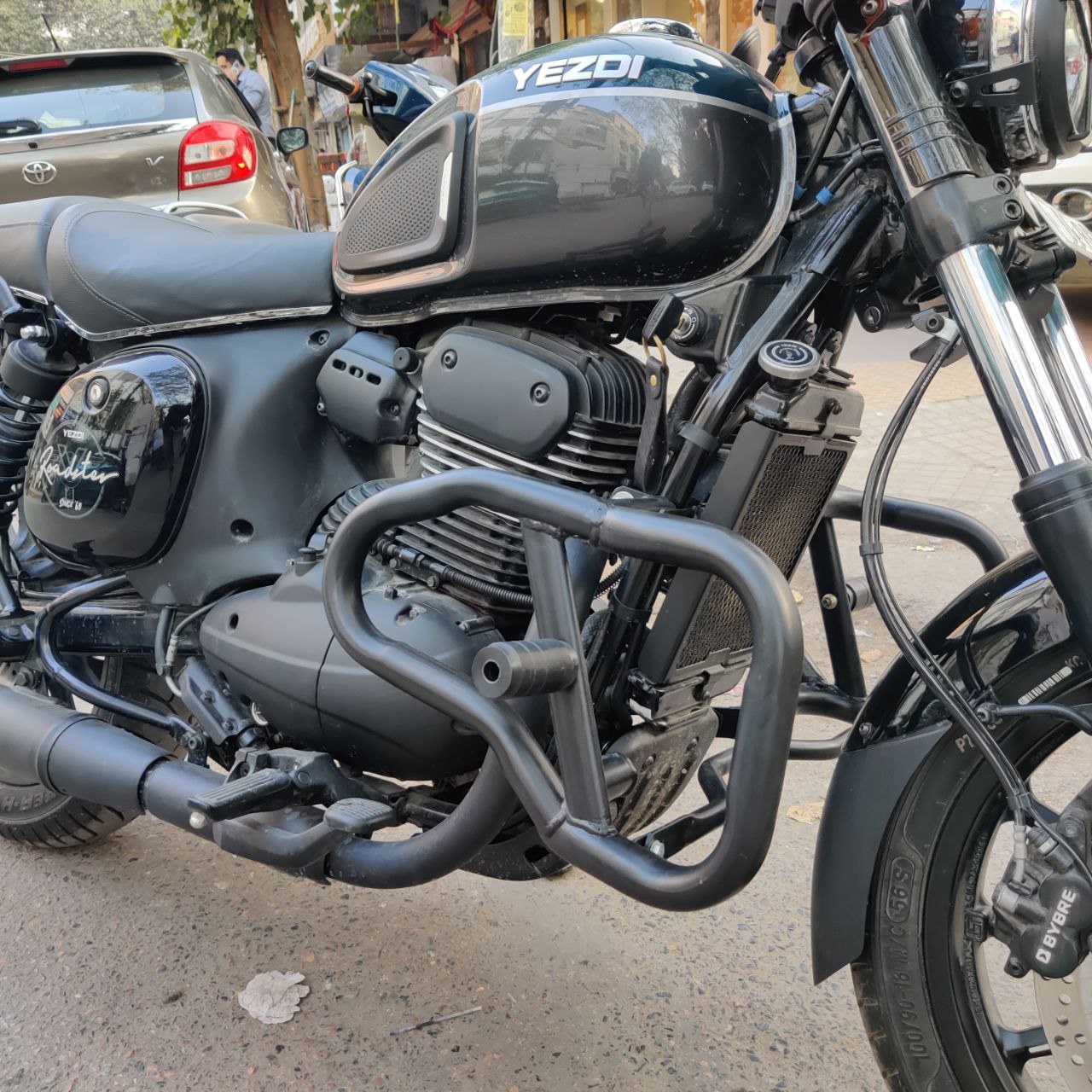 Special Edition Cross Crash Guard with Delrin Sliders (Round) for Jawa 42 Bobber & Jawa FJ T1