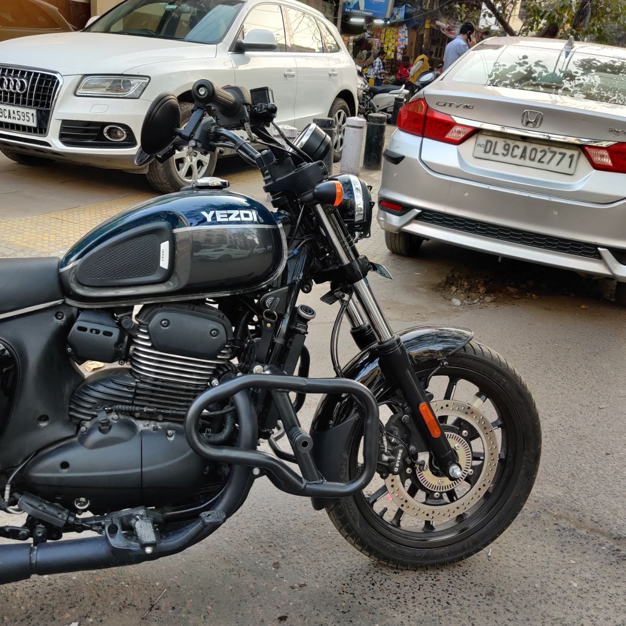 Special Edition Cross Crash Guard with Delrin Sliders (Round) for Jawa 42 Bobber & Jawa FJ T1