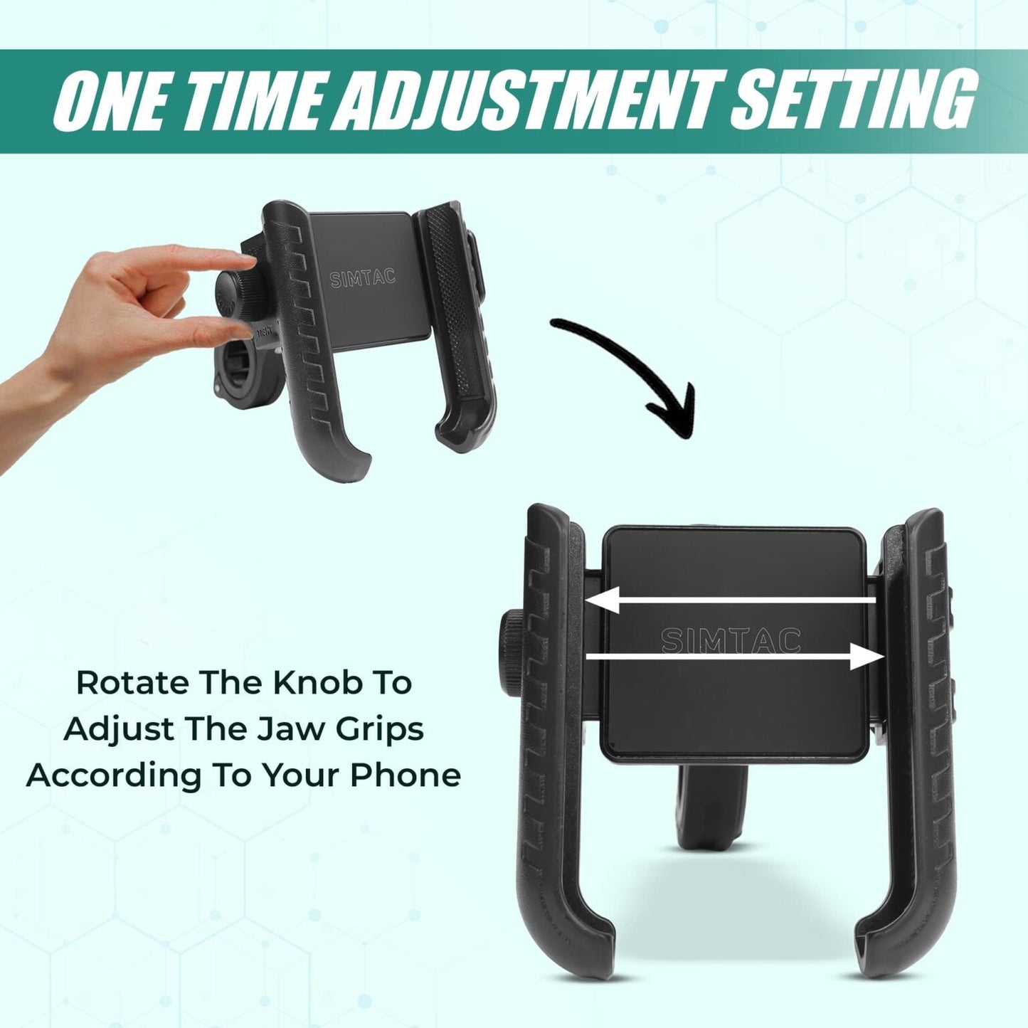 Simtac Quick Lock Jaw Grip Mobile Holder with Universal Fitment for Bikes & Scooters | JQL1