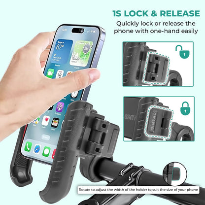 Simtac Quick Lock Jaw Grip Mobile Holder with Universal Fitment for Bikes & Scooters | JQL1