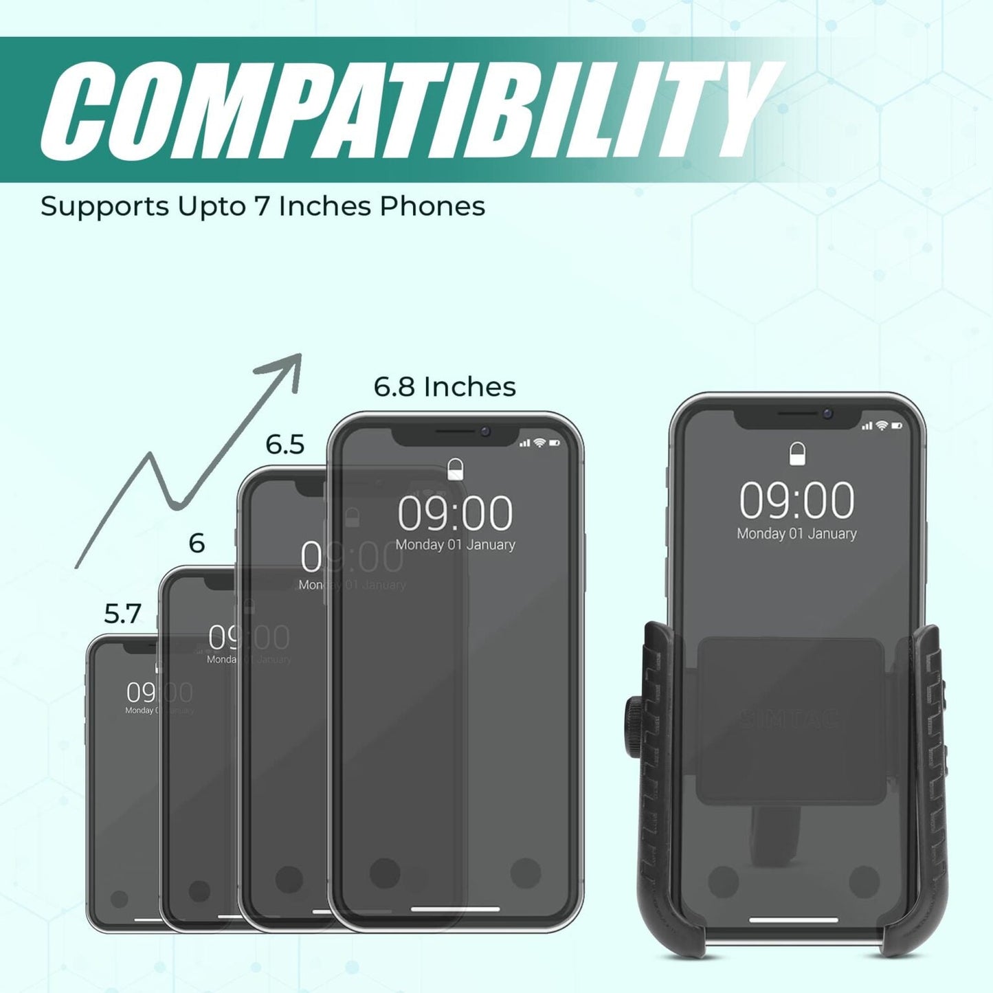 Simtac Quick Lock Jaw Grip Mobile Holder with Universal Fitment for Bikes & Scooters | JQL1