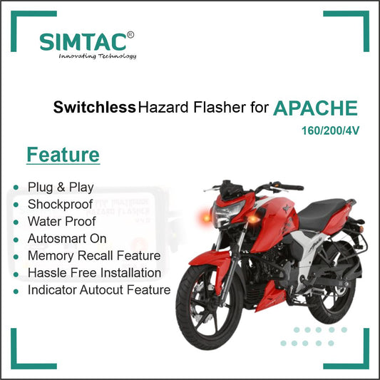 SWITCHLESS | Apache 160/200 4V BS4/BS6 - Simtac PNP Hazard Flasher/Adapter/Module -  AP4V-SL