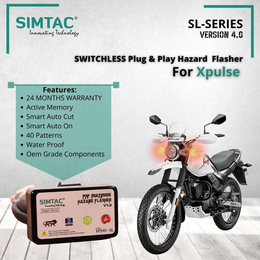 SWITCHLESS Hero XPulse 200 4V - Compatible Simtac PNP Hazard Flasher/Adapter/Module with Indicator Blinker - XPS-SL
