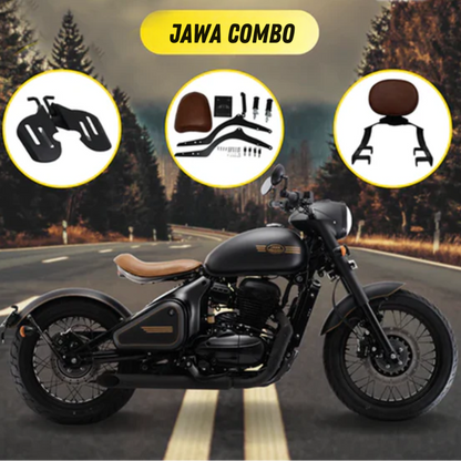 Jawa Perak Footrest, Backrest & Back Seat Combo | Stylish Comfort & Durable Design