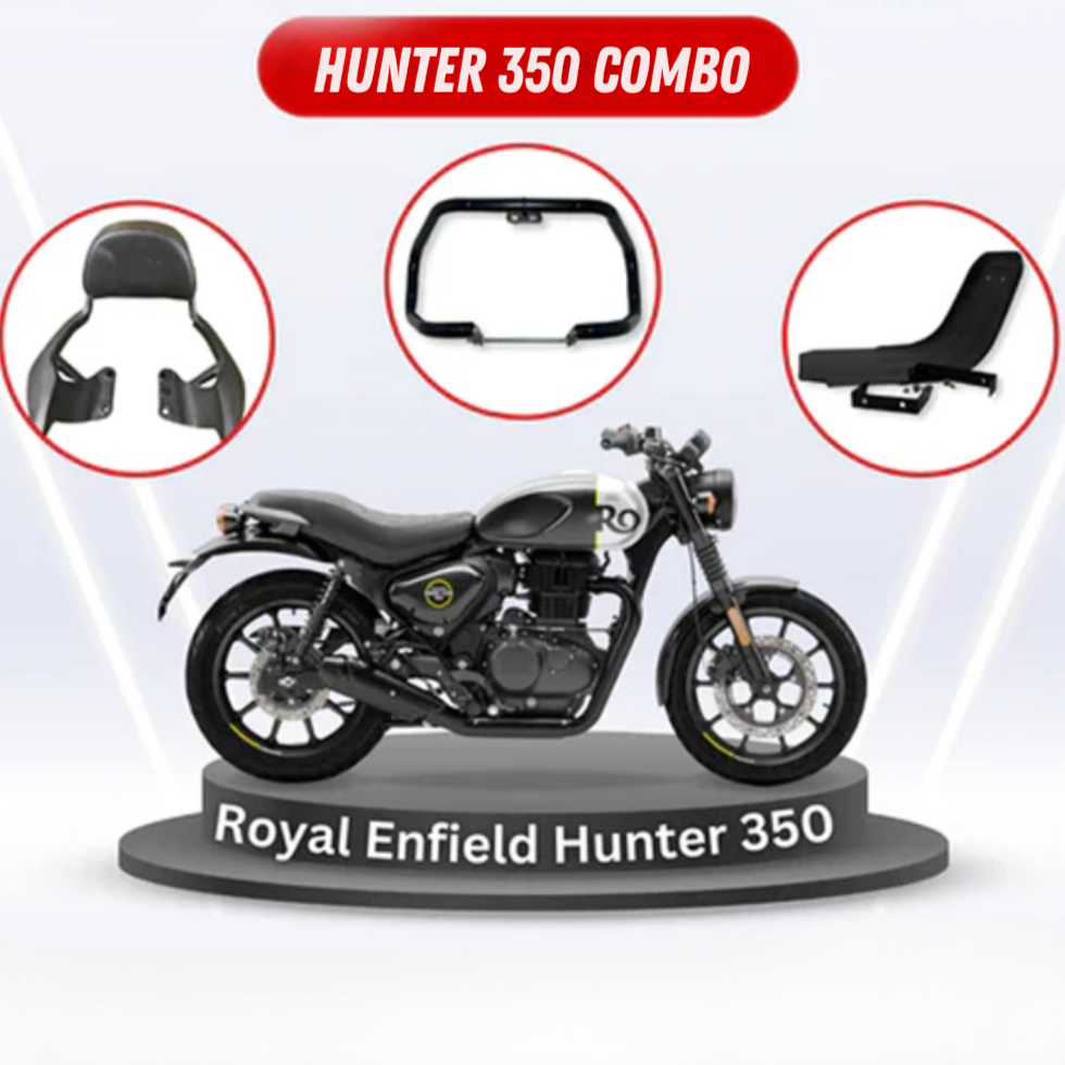 Royal Enfield Hunter 350 Backrest, Crash Guard & Bash Plate Combo