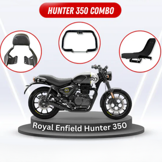 Royal Enfield Hunter 350 Backrest, Crash Guard & Bash Plate Combo