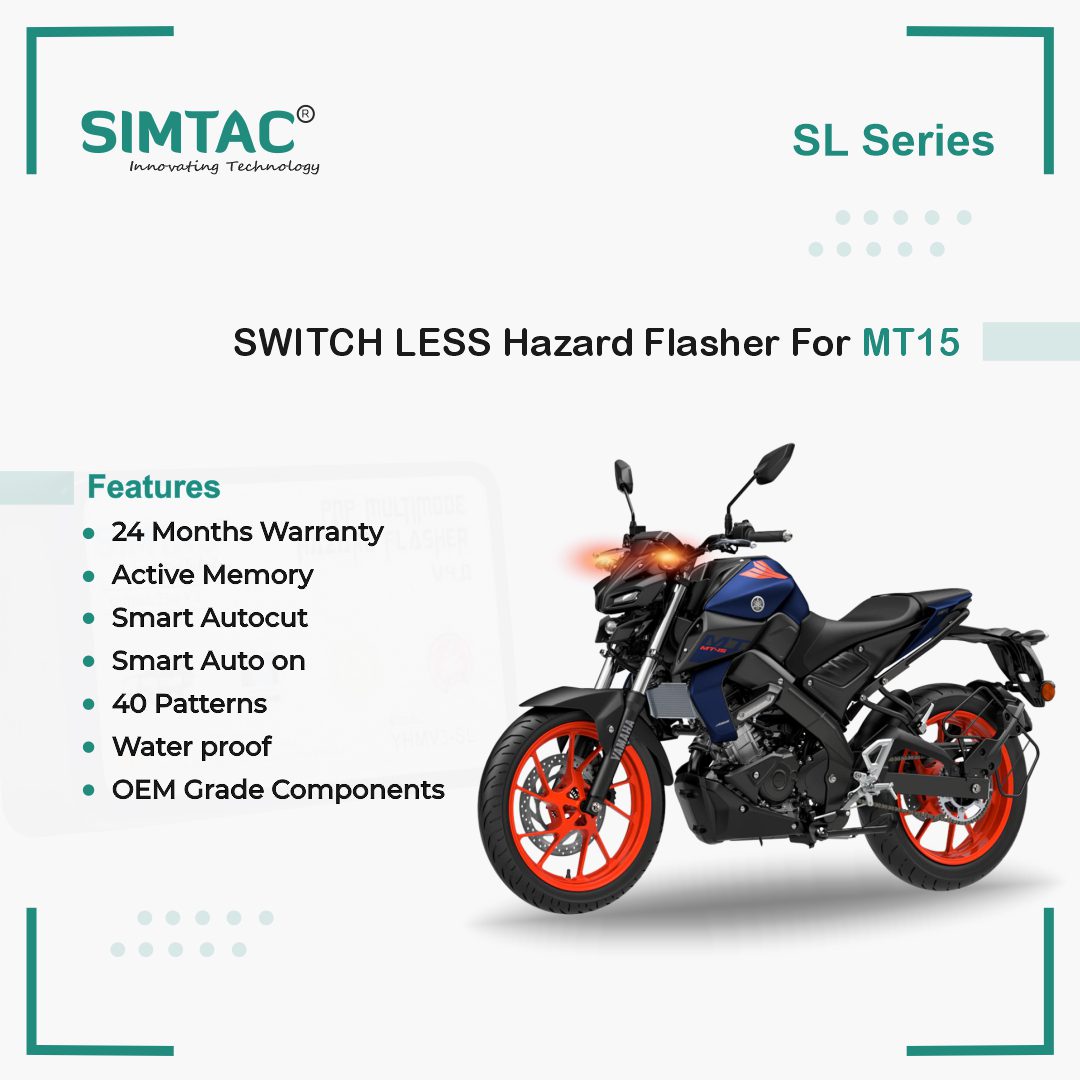 SWITCHLESS Yamaha MT-15 - Compatible Simtac PNP Hazard Flasher/Adapter/Module - MT15-SL