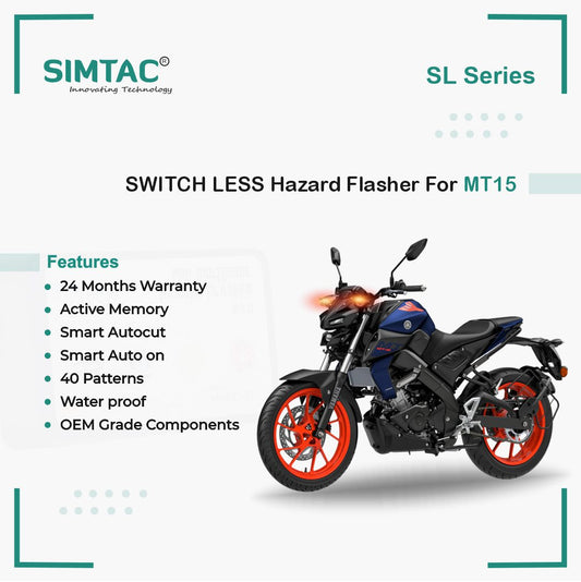 SWITCHLESS Yamaha MT-15 - Compatible Simtac PNP Hazard Flasher/Adapter/Module - MT15-SL