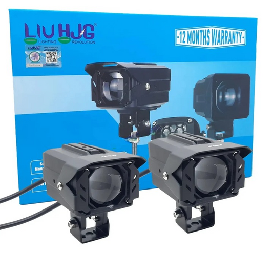 Original 200W Projector Lens Fog LED Laser Projector HJG Fog Light with Red Devil Lens 200W Red/White (Low and High Beam) MEGA DRIVE Fog Light For Bike/Car/Thar/Jeep/SUV/Universal ( Cool White with Red Devil DRL ) - Pack of 2