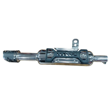 HK Indore Exhaust/Silencer for Royal Enfield Standard Reborn & Classic Reborn – Black, Durable Design (With Plate)
