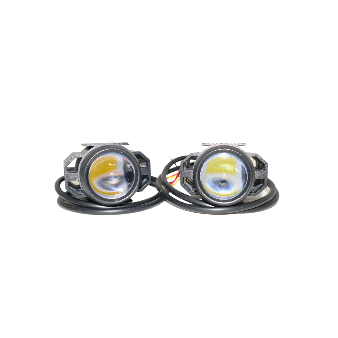 Premium Mini Drive LED Fog Light Double Color (White & Yellow) for Cars & Bikes