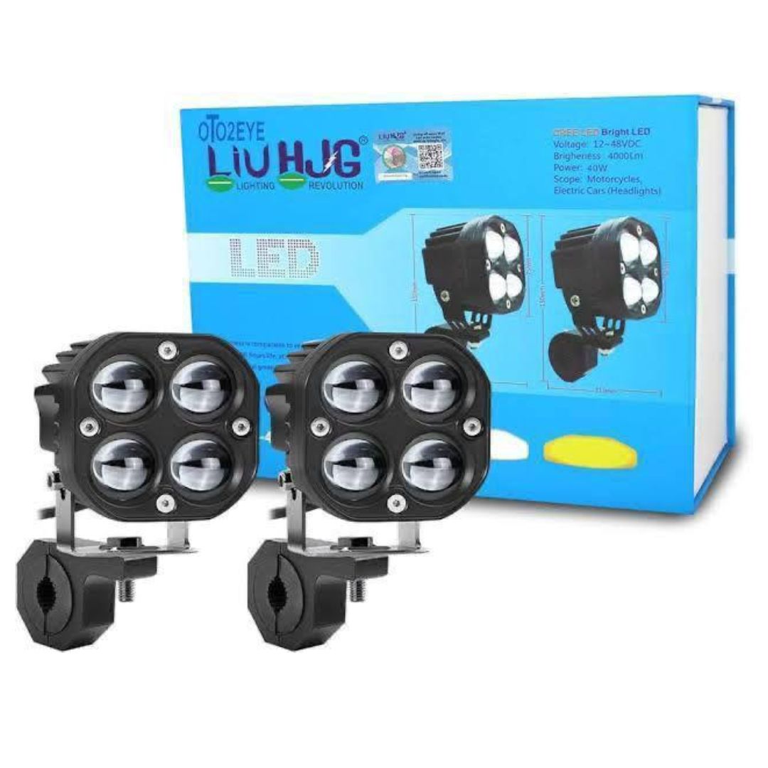 LIU HJG Original 4X4 Lens Cree and projector 40*40 each 80Watt Fog Light Dual Colour (White/Yellow) Auxiliary Light With Harness and Light Clamp For All Motorcycles/Scooters/Cars