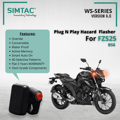 Yamaha FZ25 Simtac PNP Hazard Flasher Adapter with Switch [V6.0] - FZ25 - WS6