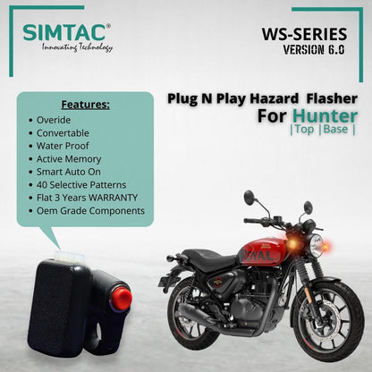 Royal Enfield Hunter Simtac V6.0 Hazard Flasher with Switch & PNP Adapter