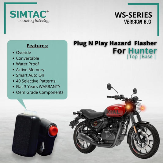 Royal Enfield Hunter Simtac V6.0 Hazard Flasher with Switch & PNP Adapter
