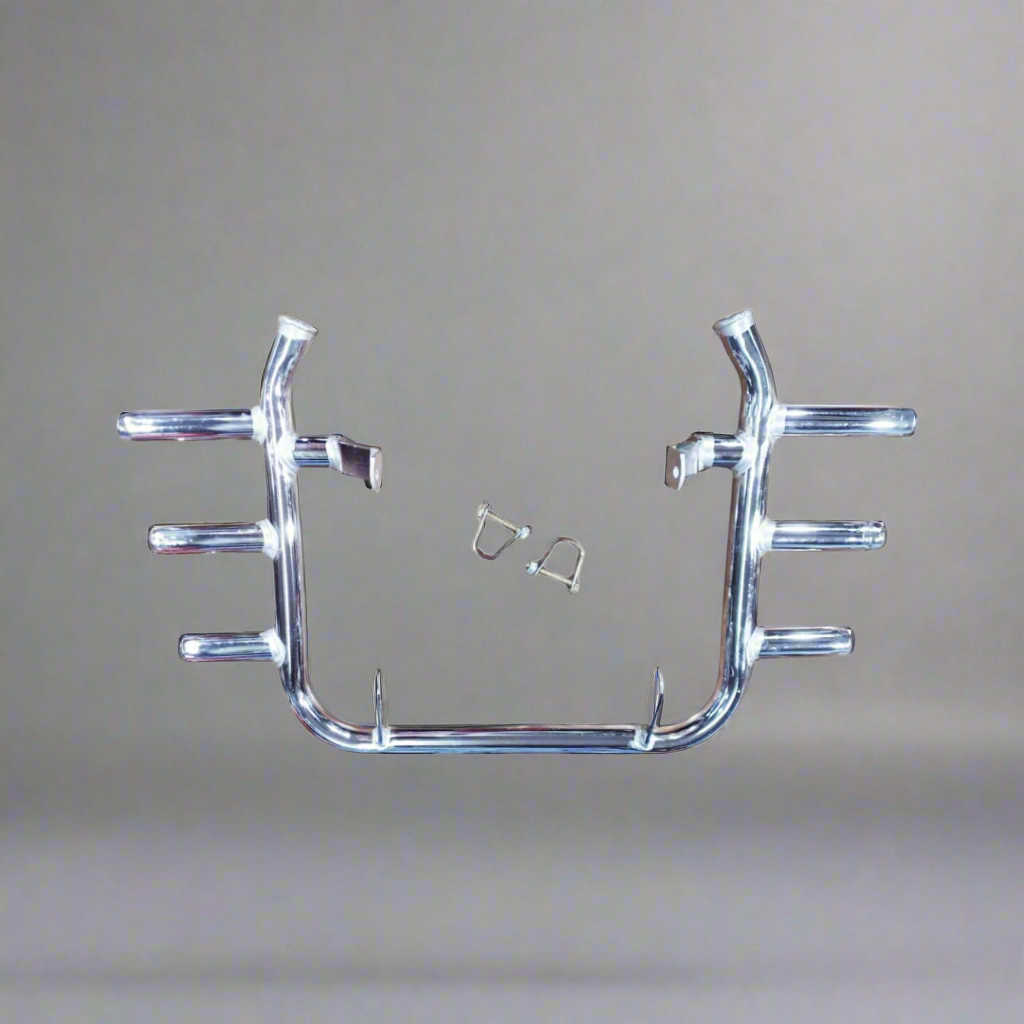 3-Rod Chrome Leg Guard forJawa 42 Bobber, Jawa FJ,  All Jawa Models & Yezdi Roaster 0r Yezdi Scrambler