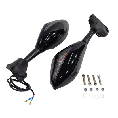 Universal Motorcycle Rearview Side Mirrors with LED Turn Signal Indicator Adjustable Bike Rear View Mirror for R15/MT15 & Other Full Flared Bikes (Amber Yellow)
