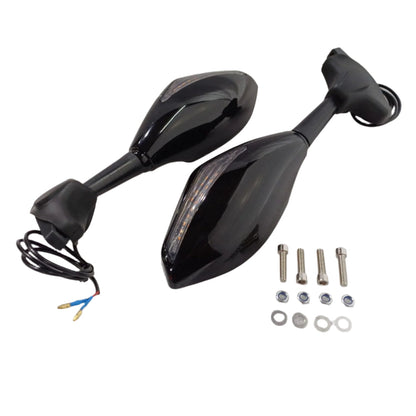 Universal Motorcycle Rearview Side Mirrors with LED Turn Signal Indicator Adjustable Bike Rear View Mirror for R15/MT15 & Other Full Flared Bikes (Amber Yellow)