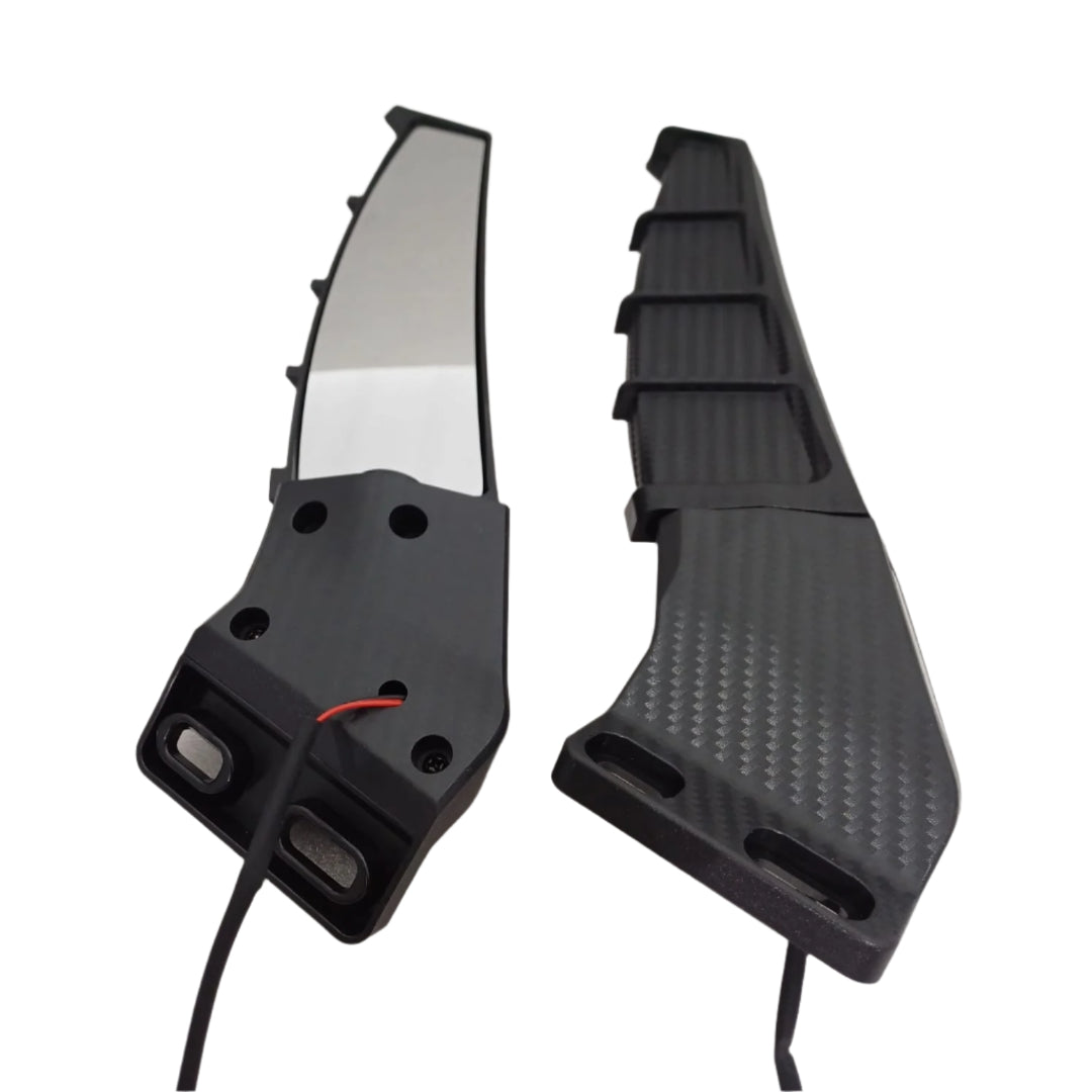 Universal Motorcycle Rear View Mirror | Motorbike CNC Wing  With Light For All Sports Bike R15/MT15/Aerox -Carbon Dip