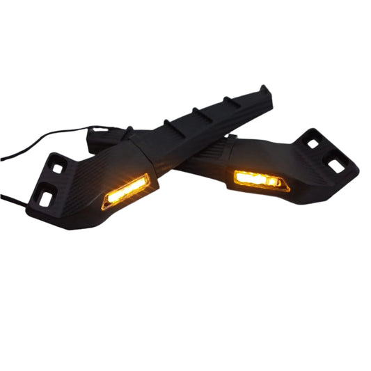 Universal Motorcycle Rear View Mirror | Motorbike CNC Wing  With Light For All Sports Bike R15/MT15/Aerox -Carbon Dip
