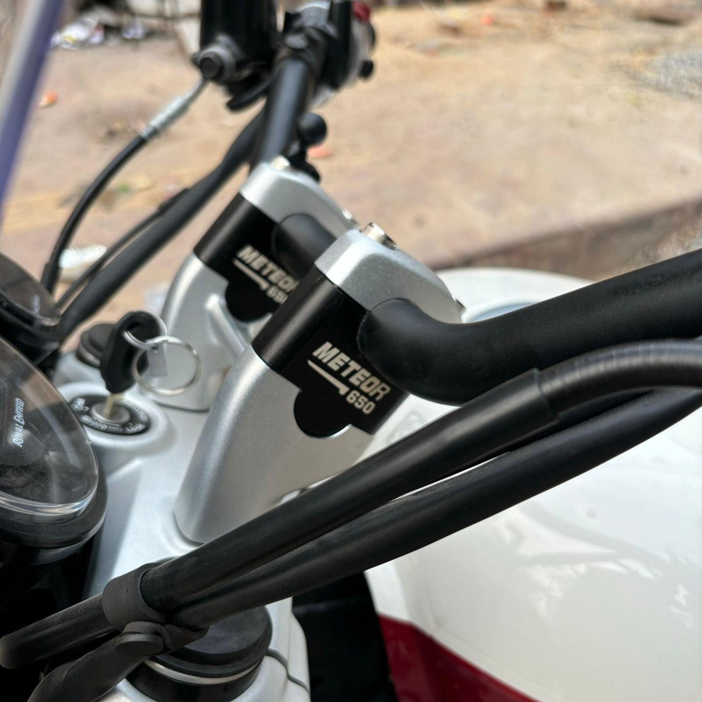 Handle Bar Riser Black | Enhanced Comfort & Control | Compatible with Royal Enfield Super Meteor 650