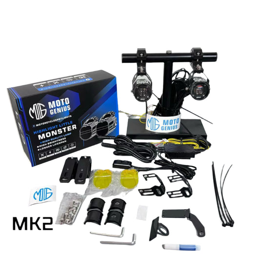 Moto Genius MK-2 80W Single Lens Motorcycle Light with Harness