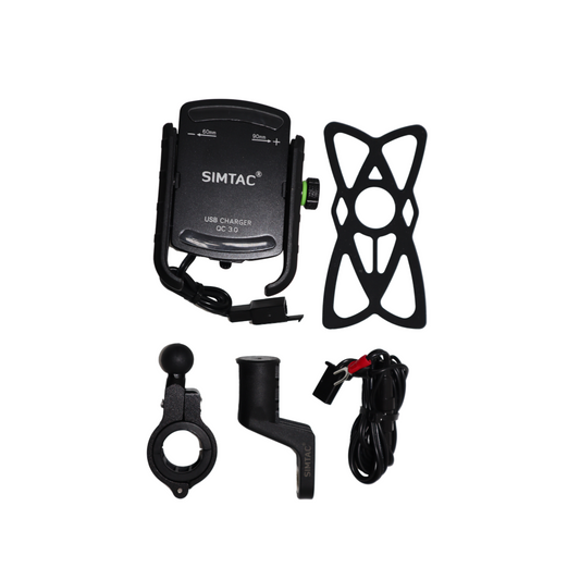 Simtac Super Grip Mobile Holder with QC 3.0 Charger for Bikes/Scooters | MHC3