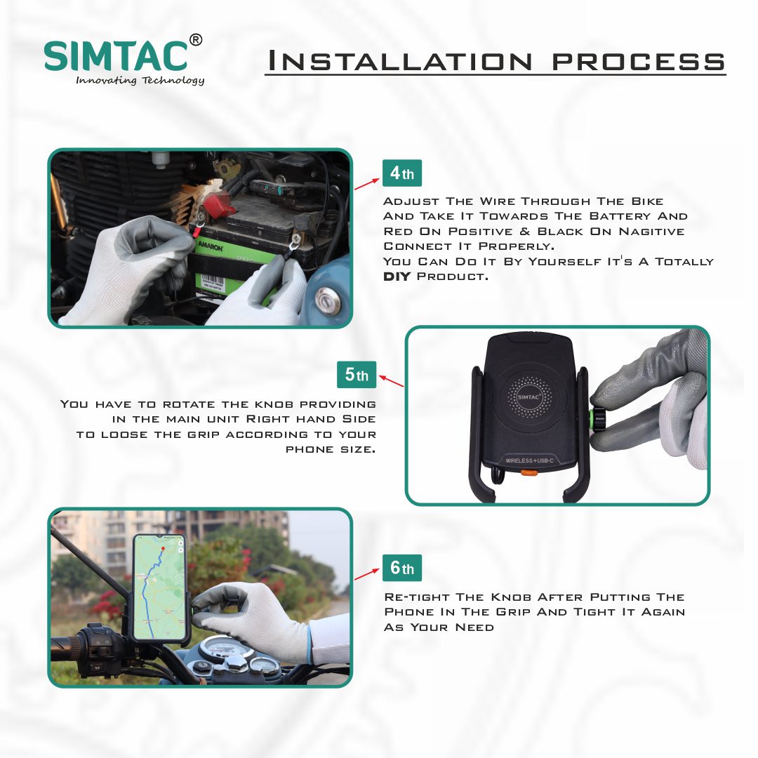 Simtac Mobile Holder with Wireless Charger & USB-C for Bikes & Scooters | MHWC-15C