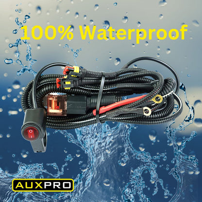 Auxpro Fog Light Wiring Harness for Single-Color Light – 1-Year Warranty