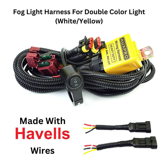 Auxpro Fog Light Wiring Harness for Dual-Color Light – 1-Year Warranty