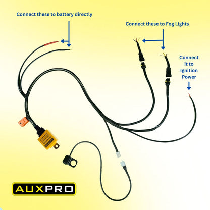 Auxpro Fog Light Wiring Harness for Dual-Color Light – 1-Year Warranty